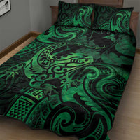 New Zealand Tuatara Quilt Bed Set Aotearoa Maori Clematis Flowers - Green LT14 - Polynesian Pride