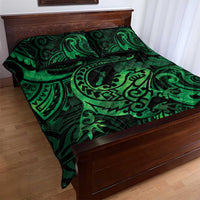 New Zealand Tuatara Quilt Bed Set Aotearoa Maori Clematis Flowers - Green LT14 - Polynesian Pride