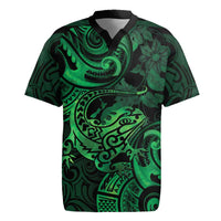 New Zealand Tuatara Rugby Jersey Aotearoa Maori Clematis Flowers - Green LT14 Green - Polynesian Pride