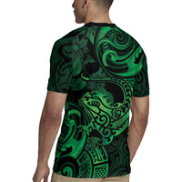 New Zealand Tuatara Rugby Jersey Aotearoa Maori Clematis Flowers - Green LT14 - Polynesian Pride