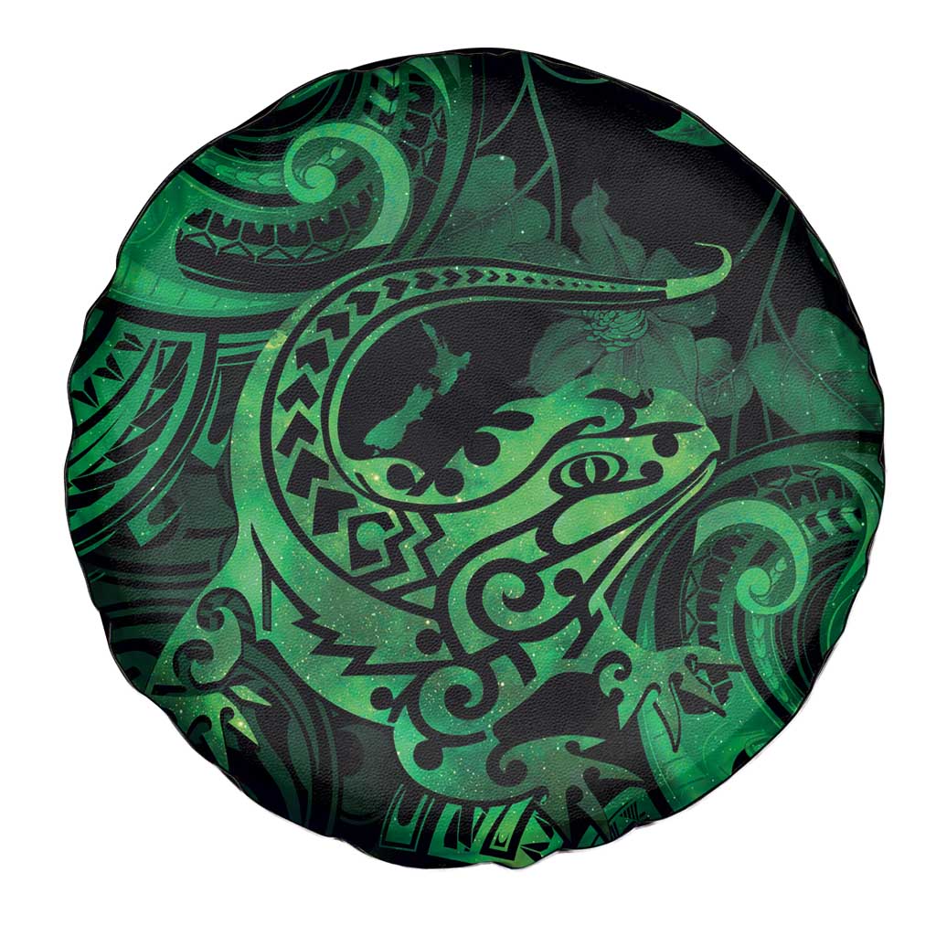 New Zealand Tuatara Spare Tire Cover Aotearoa Maori Clematis Flowers - Green LT14 - Polynesian Pride