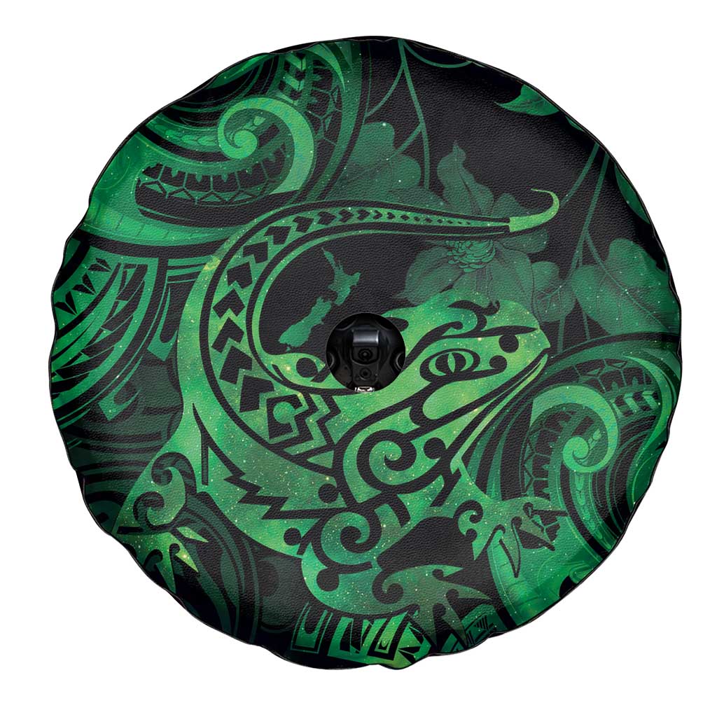 New Zealand Tuatara Spare Tire Cover Aotearoa Maori Clematis Flowers - Green LT14 - Polynesian Pride