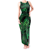 New Zealand Tuatara Tank Maxi Dress Aotearoa Maori Clematis Flowers - Green LT14 Women Green - Polynesian Pride