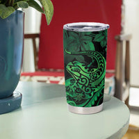 New Zealand Tuatara Tumbler Cup Aotearoa Maori Clematis Flowers - Green LT14 - Polynesian Pride