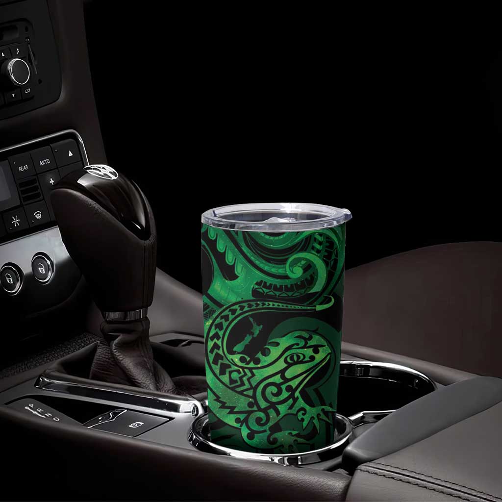 New Zealand Tuatara Tumbler Cup Aotearoa Maori Clematis Flowers - Green LT14 - Polynesian Pride