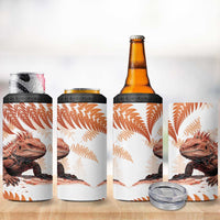 Red New Zealand Tuatara 4 in 1 Can Cooler Tumbler Aotearoa Sphenodon Punctatus Silver Fern LT14 - Polynesian Pride