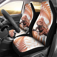 Red New Zealand Tuatara Car Seat Cover Aotearoa Sphenodon Punctatus Silver Fern LT14 - Polynesian Pride