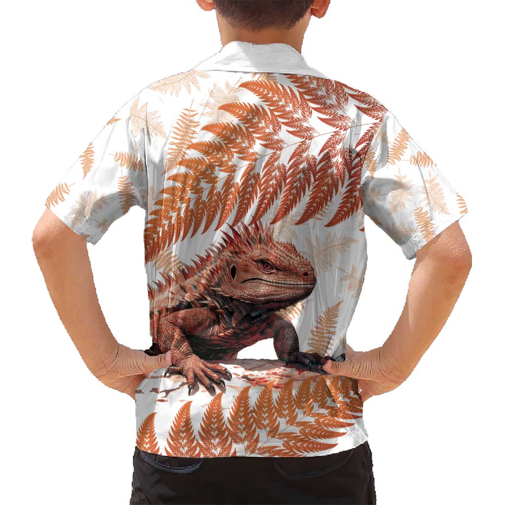 Red New Zealand Tuatara Family Matching Off Shoulder Maxi Dress and Hawaiian Shirt Aotearoa Sphenodon Punctatus Silver Fern LT14 - Polynesian Pride