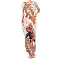 Red New Zealand Tuatara Family Matching Tank Maxi Dress and Hawaiian Shirt Aotearoa Sphenodon Punctatus Silver Fern LT14 Mom's Dress Red - Polynesian Pride