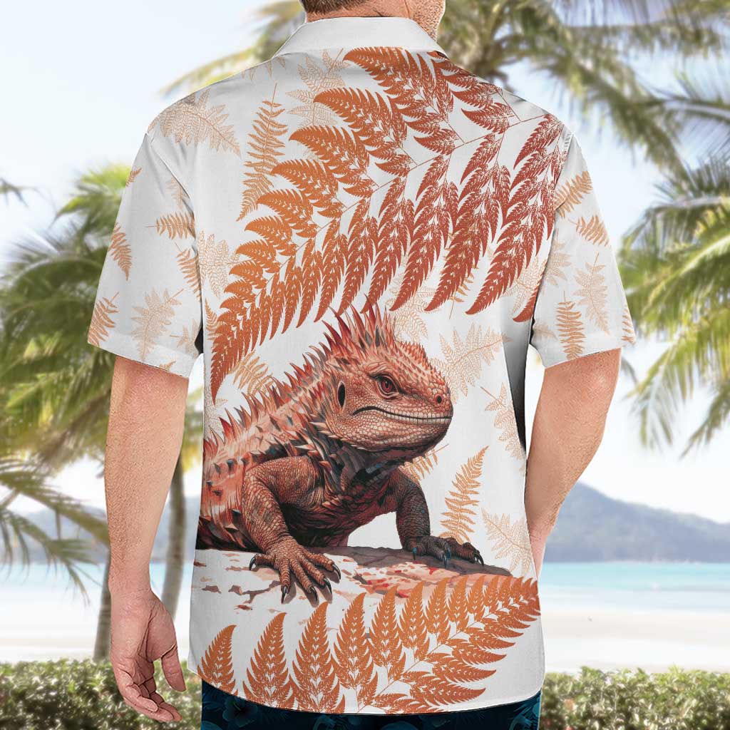 Red New Zealand Tuatara Hawaiian Shirt Aotearoa Sphenodon Punctatus Silver Fern LT14 - Polynesian Pride