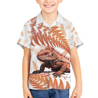 Red New Zealand Tuatara Hawaiian Shirt Aotearoa Sphenodon Punctatus Silver Fern LT14 - Polynesian Pride