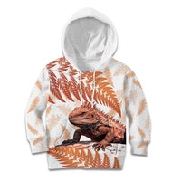 Red New Zealand Tuatara Kid Hoodie Aotearoa Sphenodon Punctatus Silver Fern LT14 Hoodie Red - Polynesian Pride
