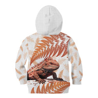 Red New Zealand Tuatara Kid Hoodie Aotearoa Sphenodon Punctatus Silver Fern LT14 - Polynesian Pride