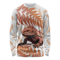 Red New Zealand Tuatara Long Sleeve Shirt Aotearoa Sphenodon Punctatus Silver Fern LT14 Unisex Red - Polynesian Pride