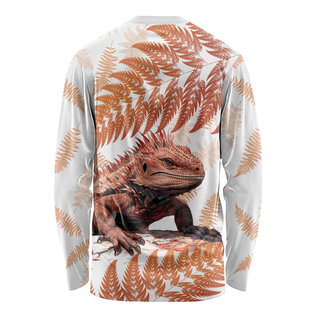Red New Zealand Tuatara Long Sleeve Shirt Aotearoa Sphenodon Punctatus Silver Fern LT14 - Polynesian Pride