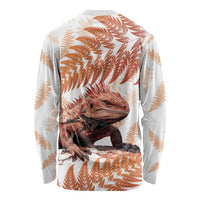 Red New Zealand Tuatara Long Sleeve Shirt Aotearoa Sphenodon Punctatus Silver Fern LT14 - Polynesian Pride