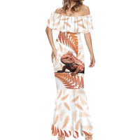 Red New Zealand Tuatara Mermaid Dress Aotearoa Sphenodon Punctatus Silver Fern LT14 - Polynesian Pride