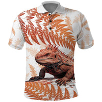 Red New Zealand Tuatara Polo Shirt Aotearoa Sphenodon Punctatus Silver Fern LT14 Red - Polynesian Pride