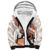 Red New Zealand Tuatara Sherpa Hoodie Aotearoa Sphenodon Punctatus Silver Fern LT14 Unisex Red - Polynesian Pride