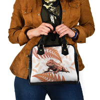 Red New Zealand Tuatara Shoulder Handbag Aotearoa Sphenodon Punctatus Silver Fern LT14 - Polynesian Pride