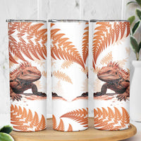 Red New Zealand Tuatara Skinny Tumbler Aotearoa Sphenodon Punctatus Silver Fern LT14 - Polynesian Pride