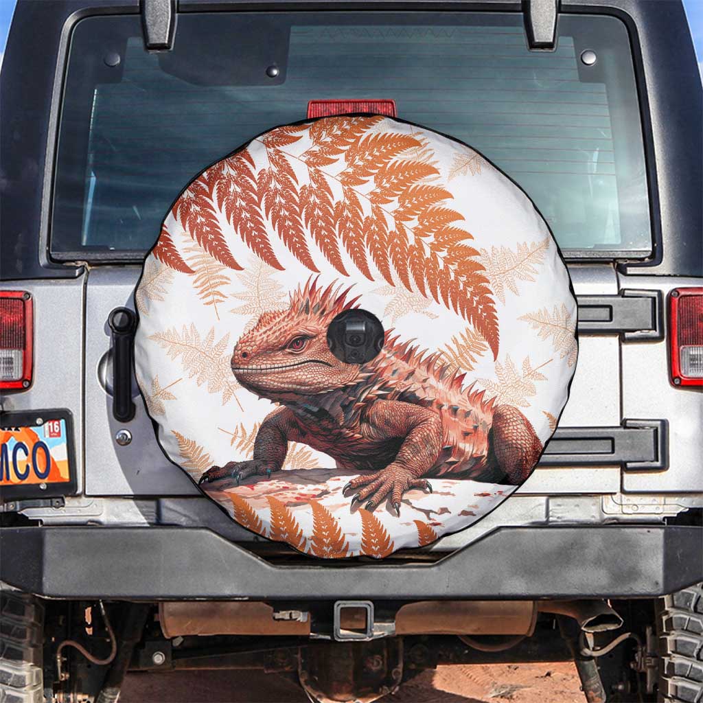 Red New Zealand Tuatara Spare Tire Cover Aotearoa Sphenodon Punctatus Silver Fern LT14 Red - Polynesian Pride