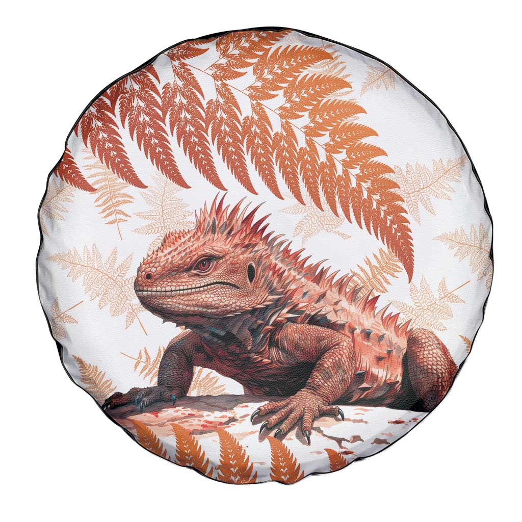 Red New Zealand Tuatara Spare Tire Cover Aotearoa Sphenodon Punctatus Silver Fern LT14 - Polynesian Pride