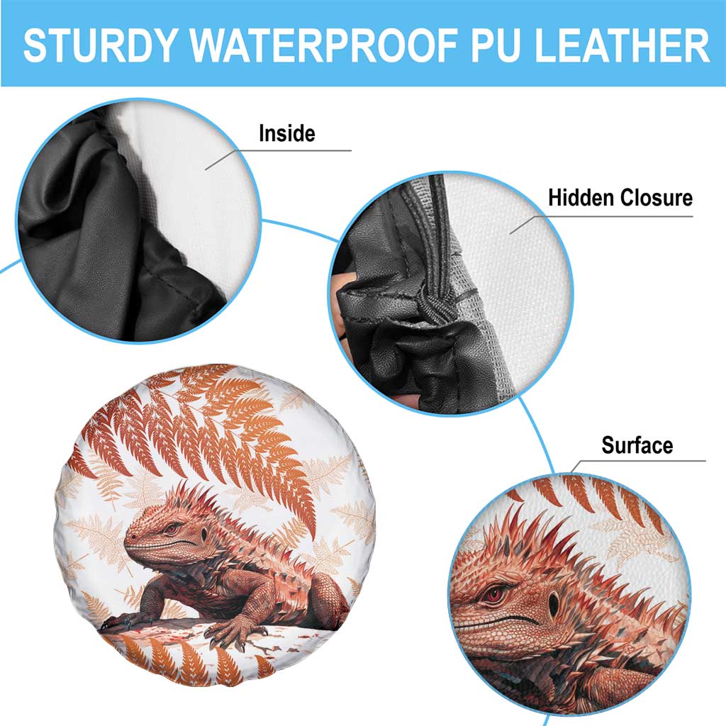 Red New Zealand Tuatara Spare Tire Cover Aotearoa Sphenodon Punctatus Silver Fern LT14 - Polynesian Pride