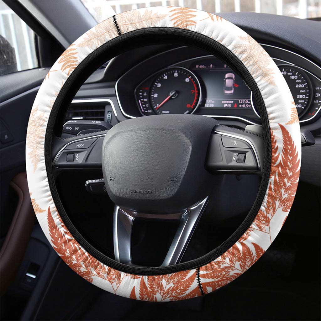 Red New Zealand Tuatara Steering Wheel Cover Aotearoa Sphenodon Punctatus Silver Fern LT14 - Polynesian Pride