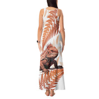 Red New Zealand Tuatara Tank Maxi Dress Aotearoa Sphenodon Punctatus Silver Fern LT14 - Polynesian Pride