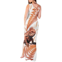 Red New Zealand Tuatara Tank Maxi Dress Aotearoa Sphenodon Punctatus Silver Fern LT14 - Polynesian Pride