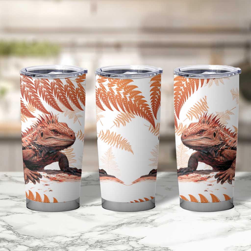 Red New Zealand Tuatara Tumbler Cup Aotearoa Sphenodon Punctatus Silver Fern LT14 - Polynesian Pride