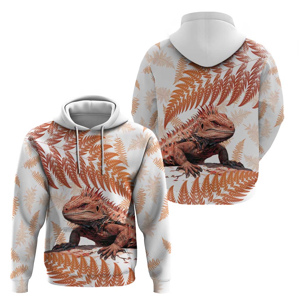 Red New Zealand Tuatara Zip Hoodie Aotearoa Sphenodon Punctatus Silver Fern LT14 - Polynesian Pride