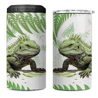 Green New Zealand Tuatara 4 in 1 Can Cooler Tumbler Aotearoa Sphenodon Punctatus Silver Fern LT14 One Size: 16 oz Green - Polynesian Pride