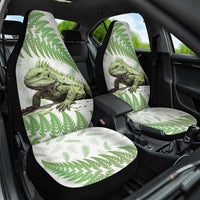 Green New Zealand Tuatara Car Seat Cover Aotearoa Sphenodon Punctatus Silver Fern LT14 One Size Green - Polynesian Pride