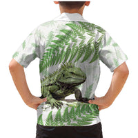 Green New Zealand Tuatara Family Matching Mermaid Dress and Hawaiian Shirt Aotearoa Sphenodon Punctatus Silver Fern LT14 - Polynesian Pride