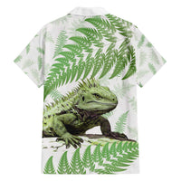 Green New Zealand Tuatara Family Matching Puletasi and Hawaiian Shirt Aotearoa Sphenodon Punctatus Silver Fern LT14 - Polynesian Pride