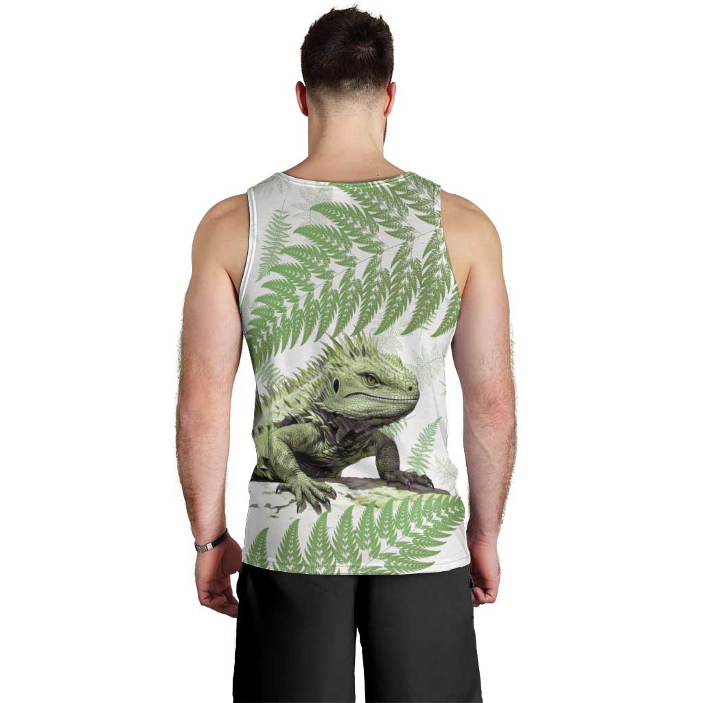 Green New Zealand Tuatara Men Tank Top Aotearoa Sphenodon Punctatus Silver Fern LT14 - Polynesian Pride