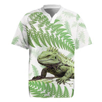 Green New Zealand Tuatara Rugby Jersey Aotearoa Sphenodon Punctatus Silver Fern LT14 Green - Polynesian Pride