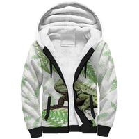 Green New Zealand Tuatara Sherpa Hoodie Aotearoa Sphenodon Punctatus Silver Fern LT14 Unisex Green - Polynesian Pride