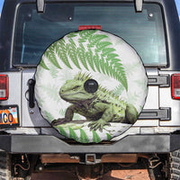 Green New Zealand Tuatara Spare Tire Cover Aotearoa Sphenodon Punctatus Silver Fern LT14 Green - Polynesian Pride
