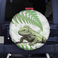 Green New Zealand Tuatara Spare Tire Cover Aotearoa Sphenodon Punctatus Silver Fern LT14 - Polynesian Pride