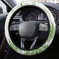 Green New Zealand Tuatara Steering Wheel Cover Aotearoa Sphenodon Punctatus Silver Fern LT14 - Polynesian Pride