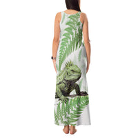 Green New Zealand Tuatara Tank Maxi Dress Aotearoa Sphenodon Punctatus Silver Fern LT14 - Polynesian Pride