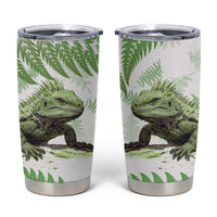 Green New Zealand Tuatara Tumbler Cup Aotearoa Sphenodon Punctatus Silver Fern LT14 Green - Polynesian Pride