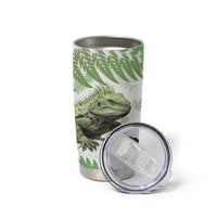 Green New Zealand Tuatara Tumbler Cup Aotearoa Sphenodon Punctatus Silver Fern LT14 - Polynesian Pride