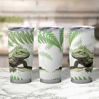 Green New Zealand Tuatara Tumbler Cup Aotearoa Sphenodon Punctatus Silver Fern LT14 - Polynesian Pride