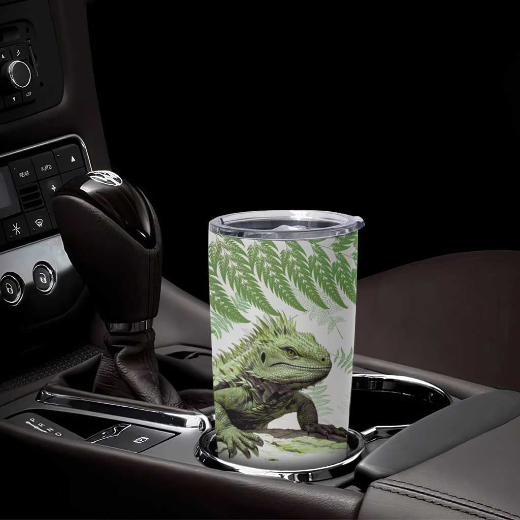 Green New Zealand Tuatara Tumbler Cup Aotearoa Sphenodon Punctatus Silver Fern LT14 - Polynesian Pride