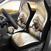 Gold New Zealand Tuatara Car Seat Cover Aotearoa Sphenodon Punctatus Silver Fern LT14 - Polynesian Pride