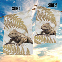 Gold New Zealand Tuatara Garden Flag Aotearoa Sphenodon Punctatus Silver Fern LT14 - Polynesian Pride